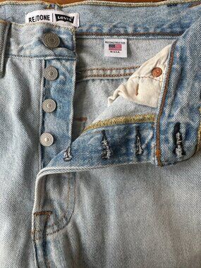 RE/DONE Levi’s High Rise Reconstructed Ankle Crop Jeans Size 24